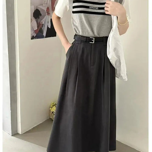 Load image into Gallery viewer, Spring Summer Korean Fashion Solid Elegant Sexy Pleated Long Skirt Women High Waist Festival Versatile Slim Skirts 2025 Casual

