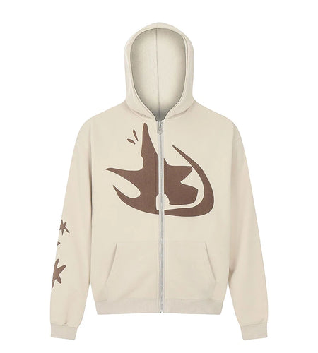 Men's Sweatshirts New American Hoodie Printed Loose Hoodie Trendy Zipper Pockets Design Male Casual Clothing Spring 9W1883