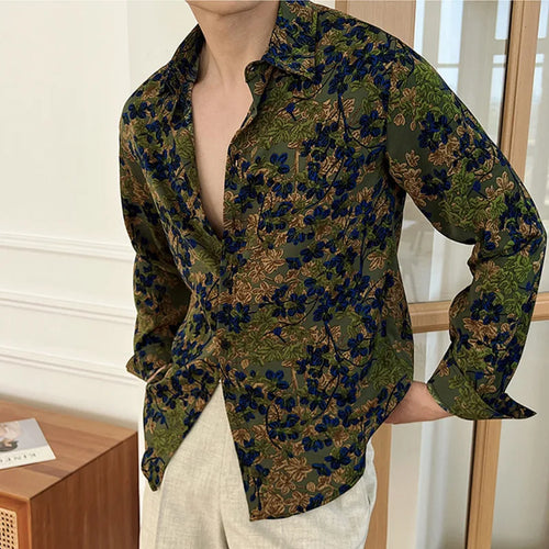 Load image into Gallery viewer, Men's Long Sleeve Shirts New Spring Casual Printing Design Korean Losse Single Breasted Stylish Turn-down Collar Top 9W1577
