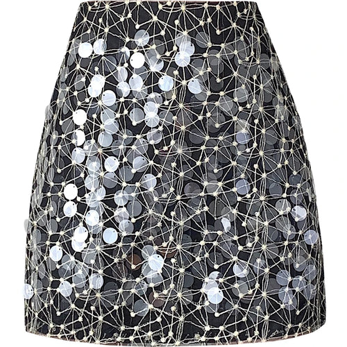 Load image into Gallery viewer, Sexy Sequin Mini Fairy A-line Skirt For Women Aesthetic Designer Black Spicy Girls High Waist Apricot Skirts Streetwear Summer
