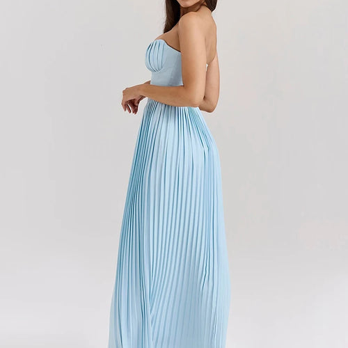 Load image into Gallery viewer, Off-shoulder Backless Pleated Maxi Dress For Women Fashion Strapless Sleeveless High Waist Bodycon Sexy Long Dress
