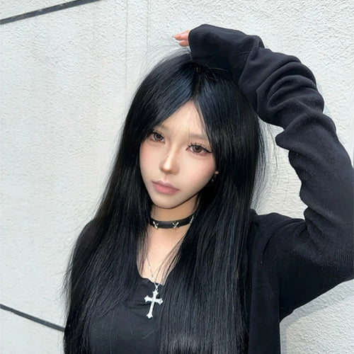 Load image into Gallery viewer, Harajuku Women Black Punk Jackets Gothic Vintage Y2k Aesthetic Loose Crucifix Printing Jacket Streetwear Grunge Irregular Tops
