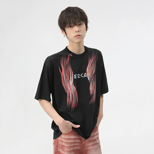 Load image into Gallery viewer, Minimalist Loose Men&#39;s Tops Casual Round Neck Short Sleeve Graffiti Letter Pattern Printed T-shirt Summer 9C6077
