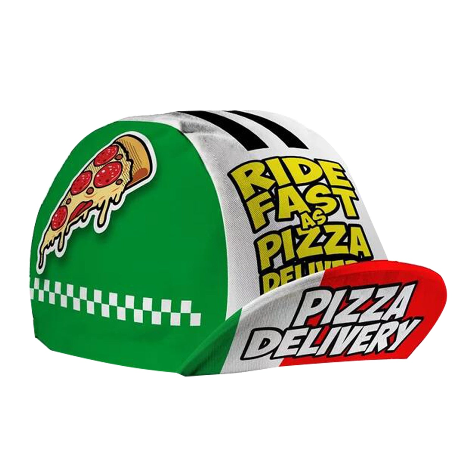 Classic Retro Pizza Fish With Wings Bulldog Cartoon Print Polyester Bicycle Women's Men's Caps Quick Drying Elasticity