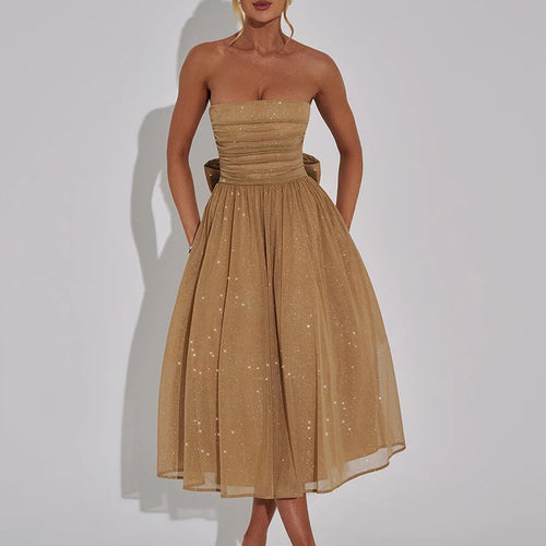 Load image into Gallery viewer, Off-shoulder Backless Bow Sexy Maxi Dress For Women Strapless Sleeveless A-line Loose Pleated Sexy Long Dress Clubwear
