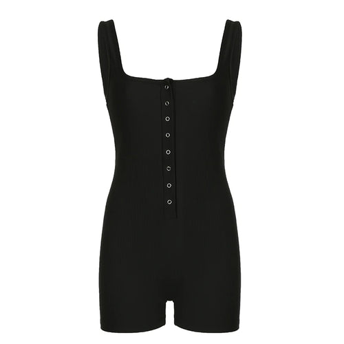 Load image into Gallery viewer, Streetwear Black Skinny Sexy Playsuit Women Bodycon One Piece Pins-Up Sleeveless Party Sexy Rompers Elegant Jumpsuits
