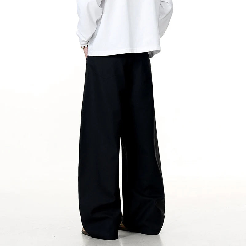 Trendy Men's Casual Pants Loose Fit Simple Solid Color Male Wide Leg Trousers American Style Men Bottoms Tide 9W1370