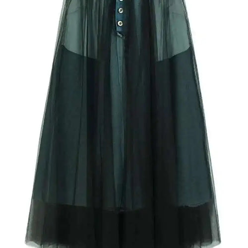 Load image into Gallery viewer, High Elastic Waist Black Mesh Denim Casual A-line Half-body Skirt Women Fashion Tide New Spring Autumn 2025 1DH6911
