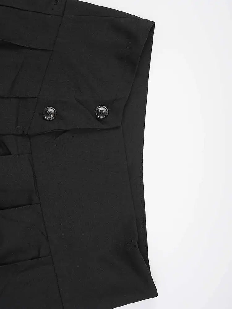 High Waist Black Pleated Botton Shaped Elegant Midi Half-body Skirt Women Fashion Tide New Spring Autumn 2025 CPG1936