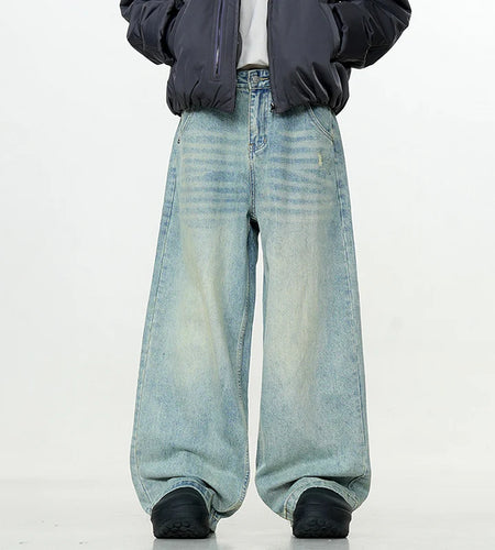 Men's Jeans New American Solid Color Style Cleanfit Loose Straight Wide Leg  Male Denim Pants Trendy Spring 2025 9W1374