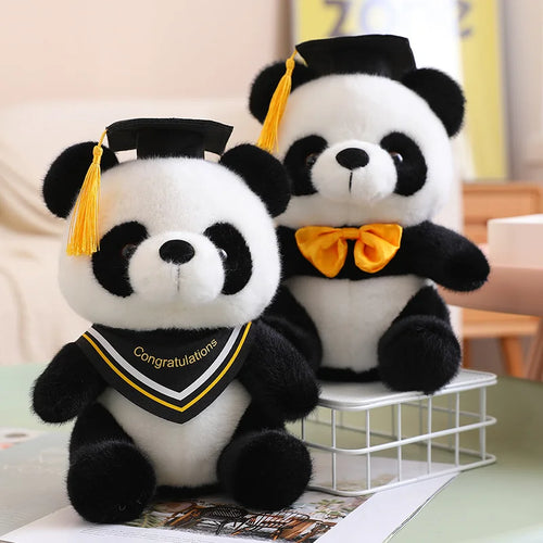 Load image into Gallery viewer, 26cm Kawaii Doctor Panda Plush Toys Kawaii Panda Bears with Doctorial Hat Plushie Doll Stuffed Animal Toy Kids Graduation Gift
