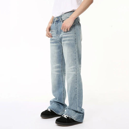 Load image into Gallery viewer, American Style Men&#39;s Jeans Summer Washed-out Marks Drooping Casual Straight Wide Leg Pockets Male Denim Pants Chic 9C6499
