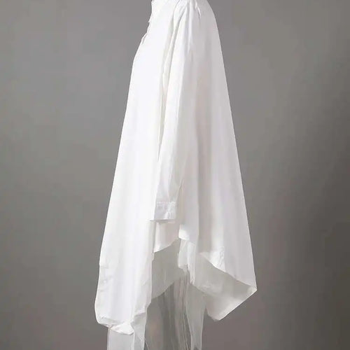 Load image into Gallery viewer, Women Black Irregular Hem Big Size Shirt Dress New Lapel Long Sleeve Loose Fit Fashion Tide Spring Autumn 2025 1DE2485
