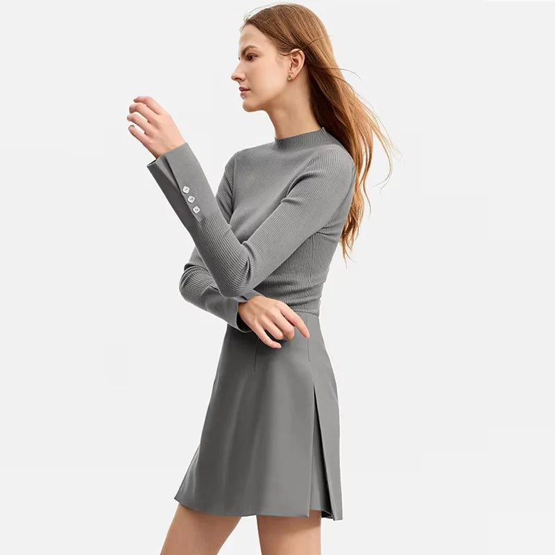 Minimalism Casual Shorts Skirts Women High Rase 2024 Autumn New Fashion Commuter Lady Straight Blazer A-Line Skirt 12343035