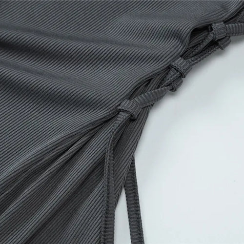 Load image into Gallery viewer, Ribbed Bandage Sexy Maxi Dress For Women Solid Lace-up O Neck Long Sleeve High Waist Elegant Long Dress Fashion
