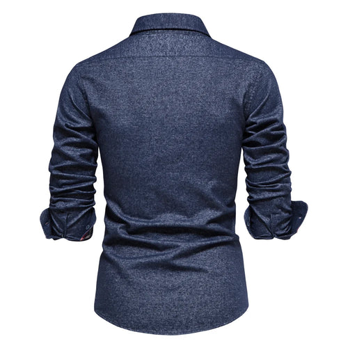 Load image into Gallery viewer, 100% Cotton Men Shirts Solid Color Single Pocket Long Sleeve Bussiness Shirts for Men High Quality Washed Shirts Men
