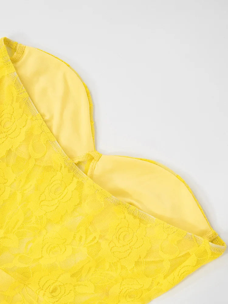 Lace Ruffle Sexy Mini Dress Women Summer New Off-shoulder Backless Sleeveless Draped Ruched  Beach Club Long Dress