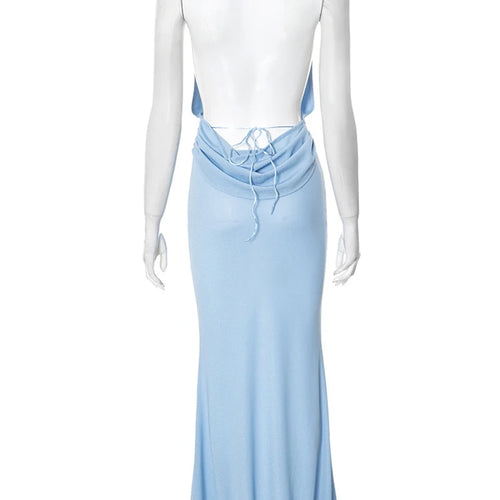 Load image into Gallery viewer, Halter Deep V Neck Backless Sexy Maxi Dress For Women Fashion Sleeveless High Waist Slim-fit Beach Club Party Dress
