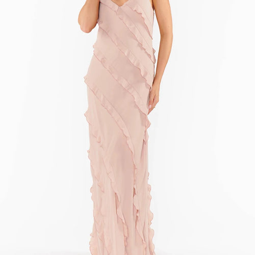 Load image into Gallery viewer, Hit Color Spliced Ruffles Slimming Dresses For Women V Neck Sleeveless High Waist Temperament Dress Female Fashion
