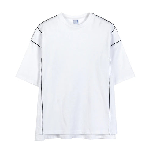 Load image into Gallery viewer, Men&#39;s T-shirt Wear Reflective Short-sleeved Fashion Cotton Clothes Black White Loose Fit Tops Round Neck 9Y2228
