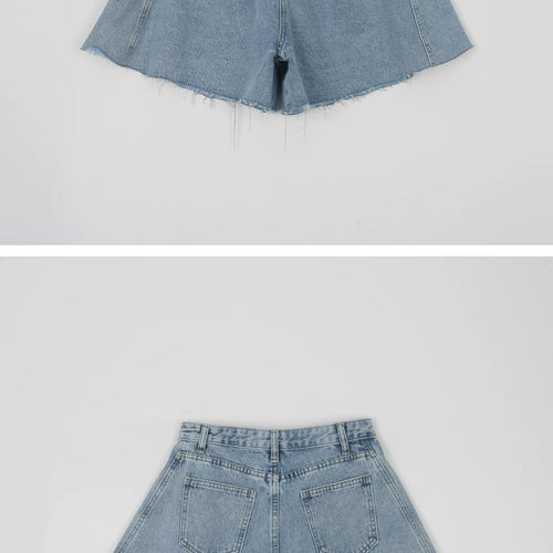 Load image into Gallery viewer, Black Washed Wide-leg Denim Shorts Woman All-match Blue Streetwear Fashion Casual Button Pockets High Waist Summer Korean Style
