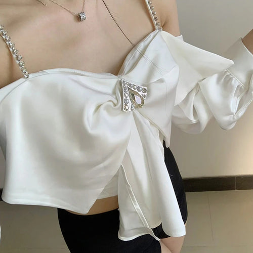 Load image into Gallery viewer, Solid Spliced Diamonds Vest For Women Square Neck Sleeveless Backless Patchwork Zipper Vests Female Fashion Style
