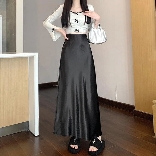 Load image into Gallery viewer, Korean Elegant Black Red Long Skirt Women Autumn Winter Brown High Waist Office Ladies Slim Straight Fishtail Skirt Trend Simple
