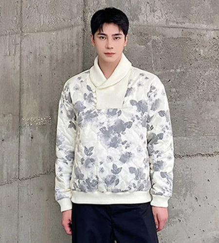 Winter Double Embossing Men's Cotton Jackets Casual Round Collar Pullover Niche Design Padded Coats Fashion Tops 9C8955