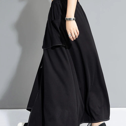 Load image into Gallery viewer, High Elastic Waist Black Irregular False Two Denim Half-body Skirt Women Fashion Tide New Spring Autumn 2025 1DJ0910
