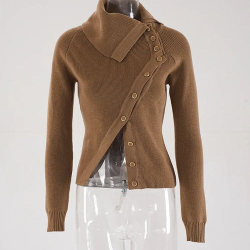 Load image into Gallery viewer, Brown Irregular Slim Knitting Sweater Turtleneck Long Sleeve Women Pullovers New Fashion Tide Spring Autumn 2025 CPDB243
