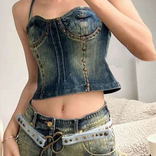 Load image into Gallery viewer, Casual Denim Vests For Women Square Collar Sleeveless Slimming Summmer Sexy Tank Tops Female Fashion Style Clothing
