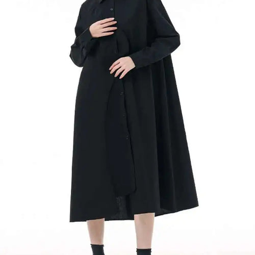 Load image into Gallery viewer, Women Purple Irregular Spliced Big Size Shirt Dress New Lapel Long Sleeve Loose Fit Fashion Spring Autumn 2025 1DH0654
