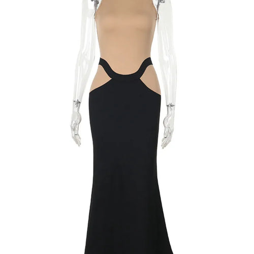 Load image into Gallery viewer, Patchwork Sleeveless Sexy Maxi Dress For Women Fashion Color Contrast Bodycon Elegant Evening Club Sexy Long Dress
