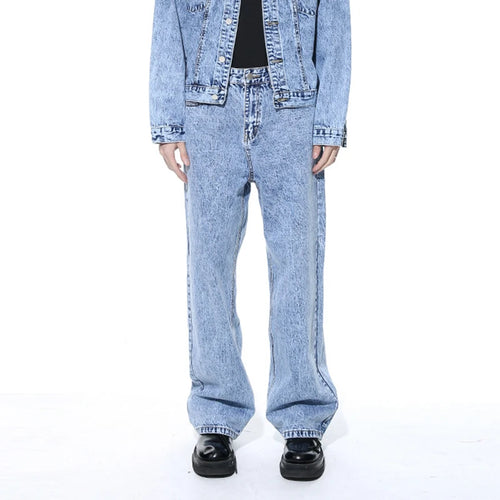 Load image into Gallery viewer, Men&#39;s Casual Jeans Retro Washed Straight Leg Korean Style Zipper Opening Mid Length Fashion Male Denim Pants C5699
