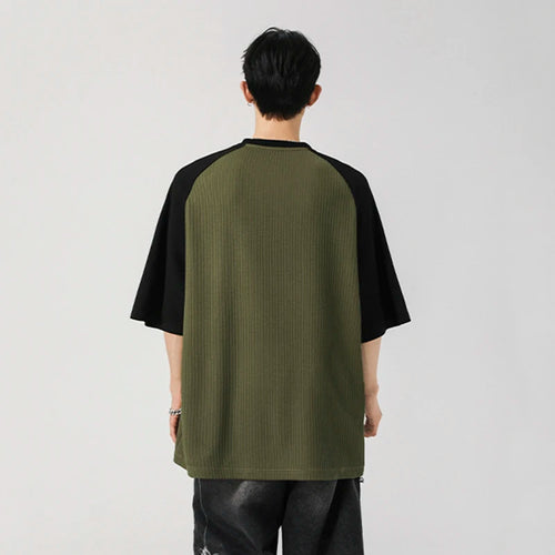 Load image into Gallery viewer, Men&#39;s T-shirts Short Sleeve New Summer Pinstripe Splicing Trendy Pullover Trendy Two Color Design Male Casual Tops 9W1933
