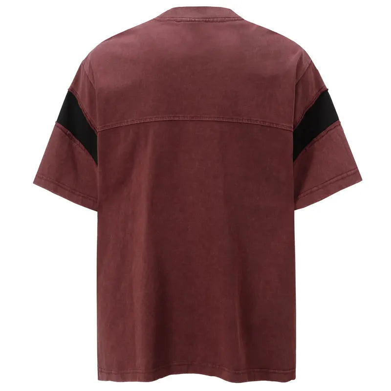 Men Vintage T-Shirt Y2K Grunge Patchwork Sport Urban Tshirt Streetwear Hip Hop Harajuku Punk Gothic Baggy Casual Cotton Top