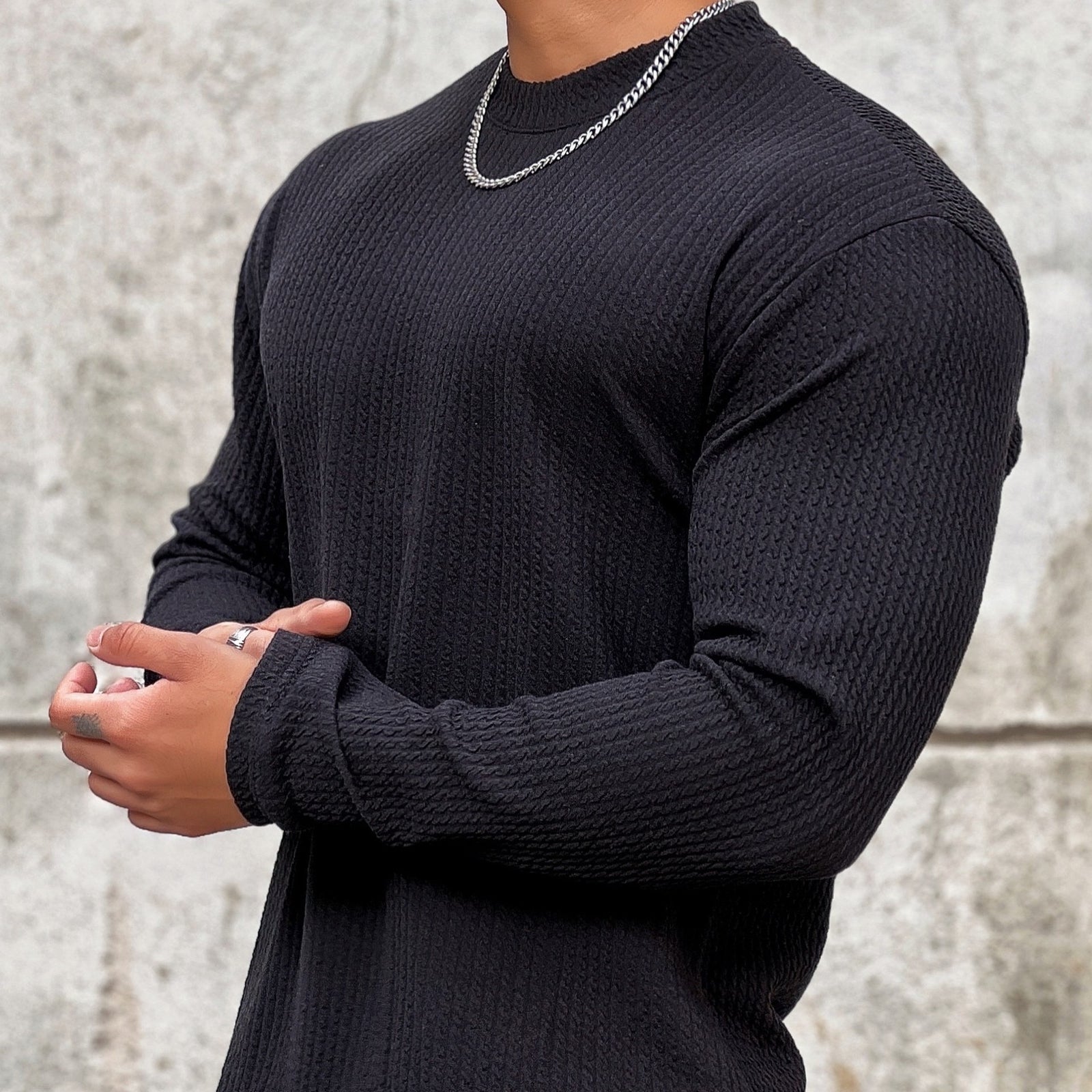 Autumn Winter Casual T-shirt Men Long Sleeves Solid Shirt Gym Fitness –  wanahavit