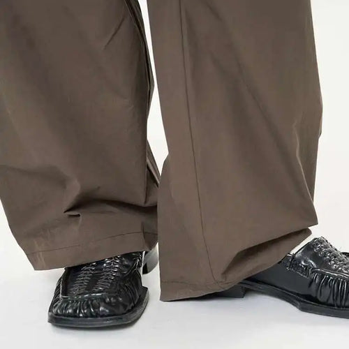 Load image into Gallery viewer, High Waist Brown 100% Cotton Pleated Long Wide Leg Pants New Trousers Women Fashion Tide Spring Autumn 2025 1DH9984
