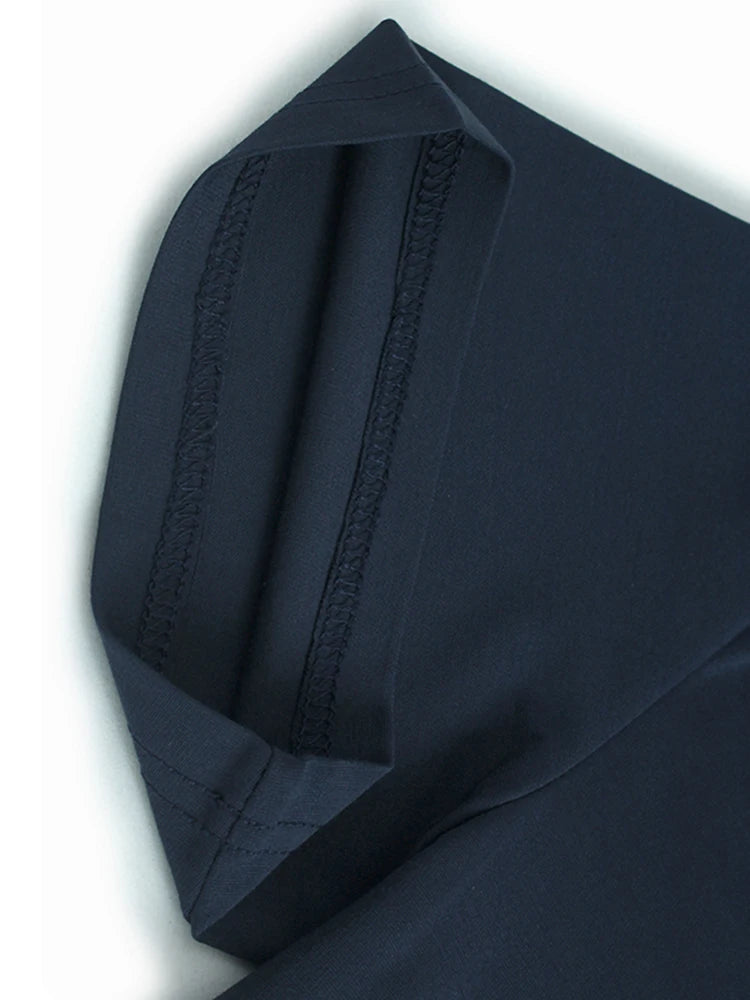 Women Blue Ruffles Spliced Pocket Big Size Midi Dress New Round Neck Short Sleeve Fashion Tide Spring Summer 2025 1DJ1325