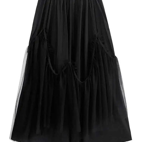 Load image into Gallery viewer, High Elastic Waist Black Mesh String Irregular A-line Half-body Skirt Women Fashion Tide New Spring Autumn 2025 1DH9575
