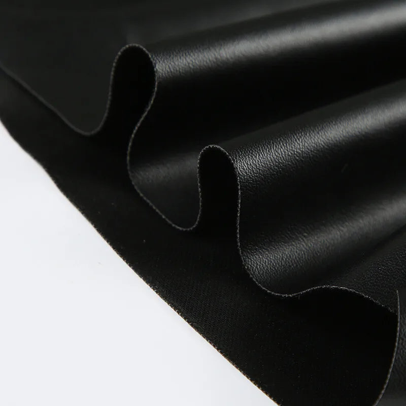 Ruched PU Leather Sexy Tank Tops For Women Fashion Oblique Shoulder Sleeveless Backless Skinny Crop Tops Elegant