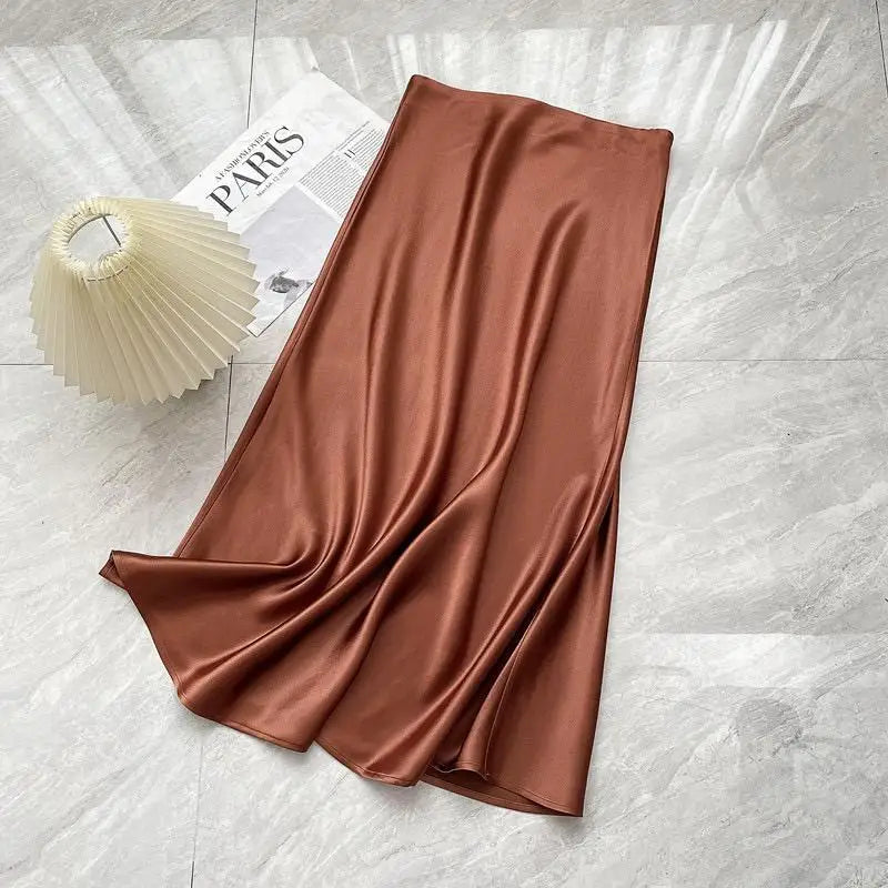 Spring Summer New Solid Elegant Vacation Pleated Skirts Women's French Fashion High Waist Slim A-line Fishtail Long Skirt Ladies