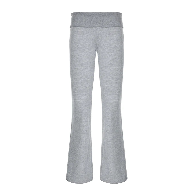 Casual Slim Low Waist Flared Pants Korean Fashion Bow Embroidery Autumn Sweatpants Coquette Clothes Trousers Tierred