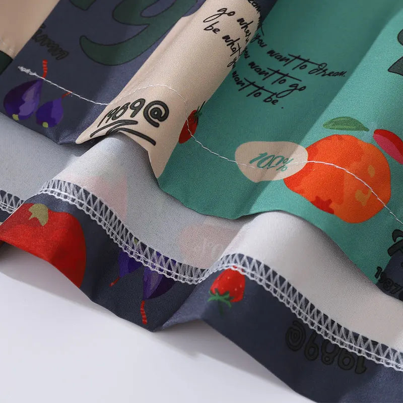 Vintage Summer Shirts Streetwear Retro Fruit Graphic Printed Summer Hawaiian Blouse Harajuku Baggy Short Sleeve Button Up Tops