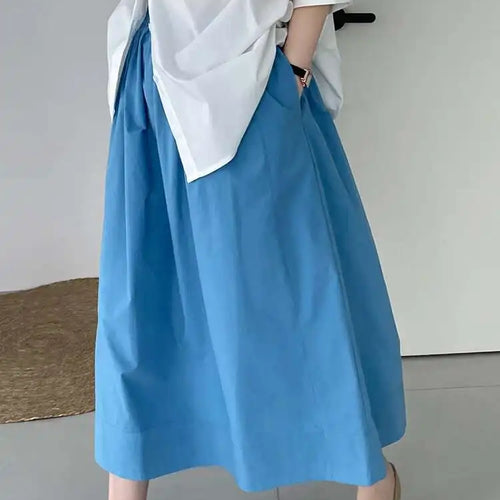 Load image into Gallery viewer, High Elastic Waist Blue Yellow Brief Casual A-line Half-body Skirt Women Fashion Tide New Spring Autumn 2025 1DH5609
