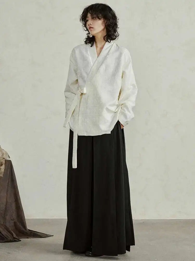 High Waist Ribbons Black Pleated Long Casual Wide Leg Pants New Trousers Women Fashion Tide Spring Autumn 2025 1DH4237