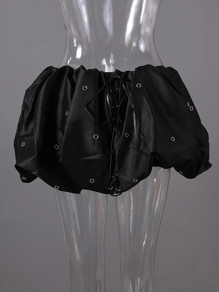 High Elastic Waist Black Bandage Elegant Mini Bud Half-body Skirt Women Fashion Tide New Spring Autumn 2025 11A0273