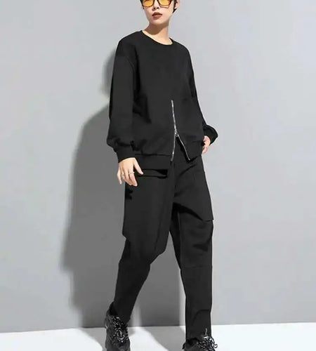 High Elastic Waist Black Pocket Long Harem Pants New Loose Fit Trousers Women Fashion Tide Spring Autumn 2025 1DF1657