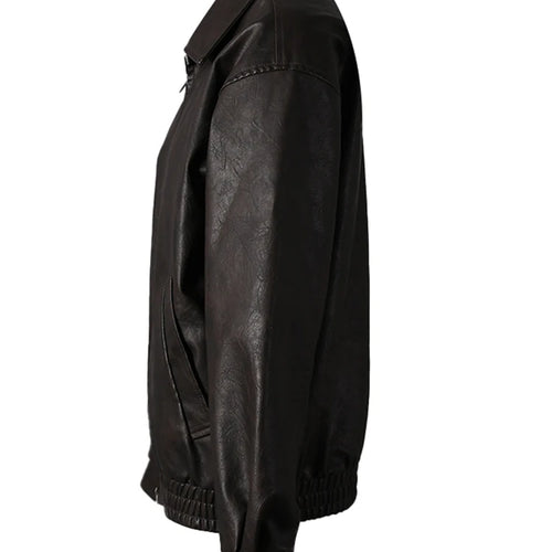 Load image into Gallery viewer, Brown Casual Big Size Vintage PU Leather Jacket New Lapel Long Sleeve Women Coat Fashion Tide Spring Autumn 2025 9C5013
