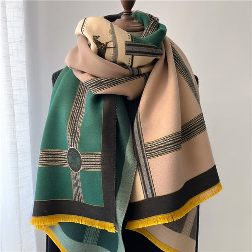 Load image into Gallery viewer, Warm Winter Scarf Cashmere Women Pashmina Design Print Shawls Wrap Female Thick Blanket Soft Bufanda Stoles Fashion
